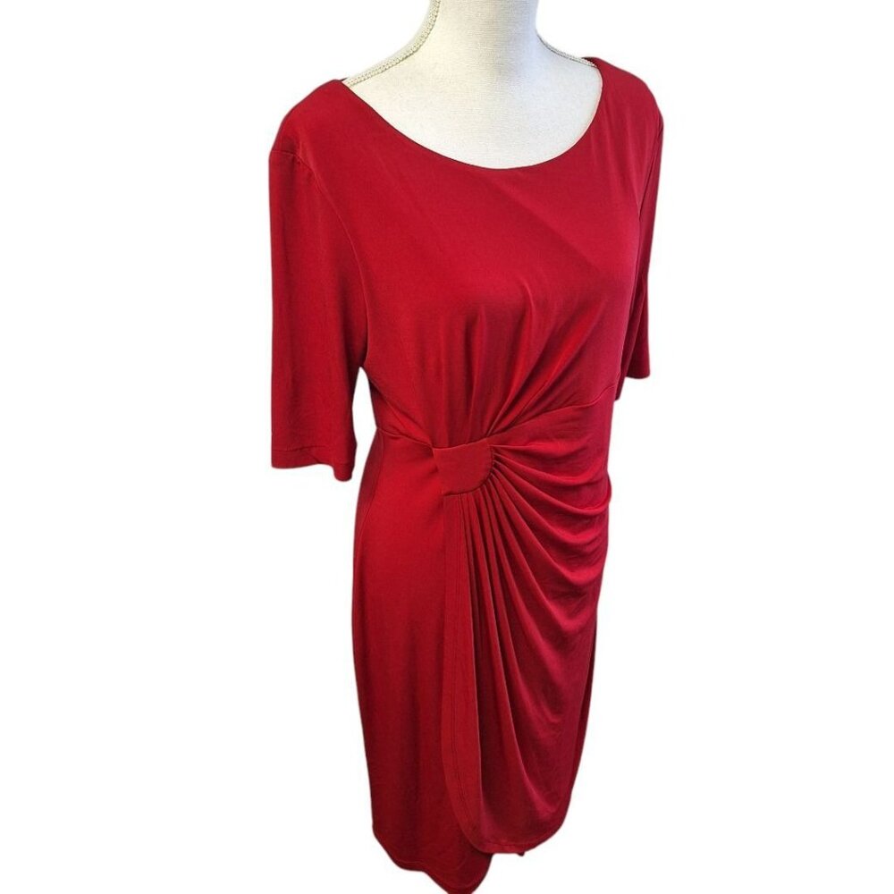 North Style Red Dress Side Cinched Gathered Basic Christmas Soft Womens 12